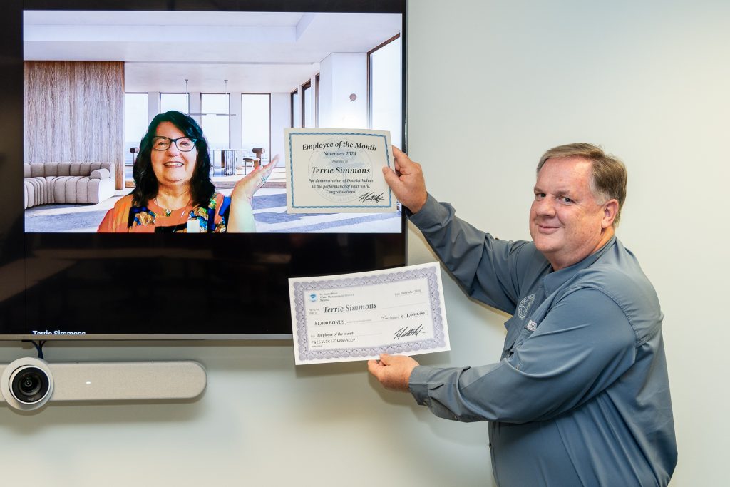 Congratulations to Terrie Simmons, the District’s November Employee of the Month! Terrie is a Human Resources Consultant, working in the Office of Human Resources in Palatka. She is recognized for demonstrating the District’s core values to build trust, develop partnerships, accept accountability and achieve results.