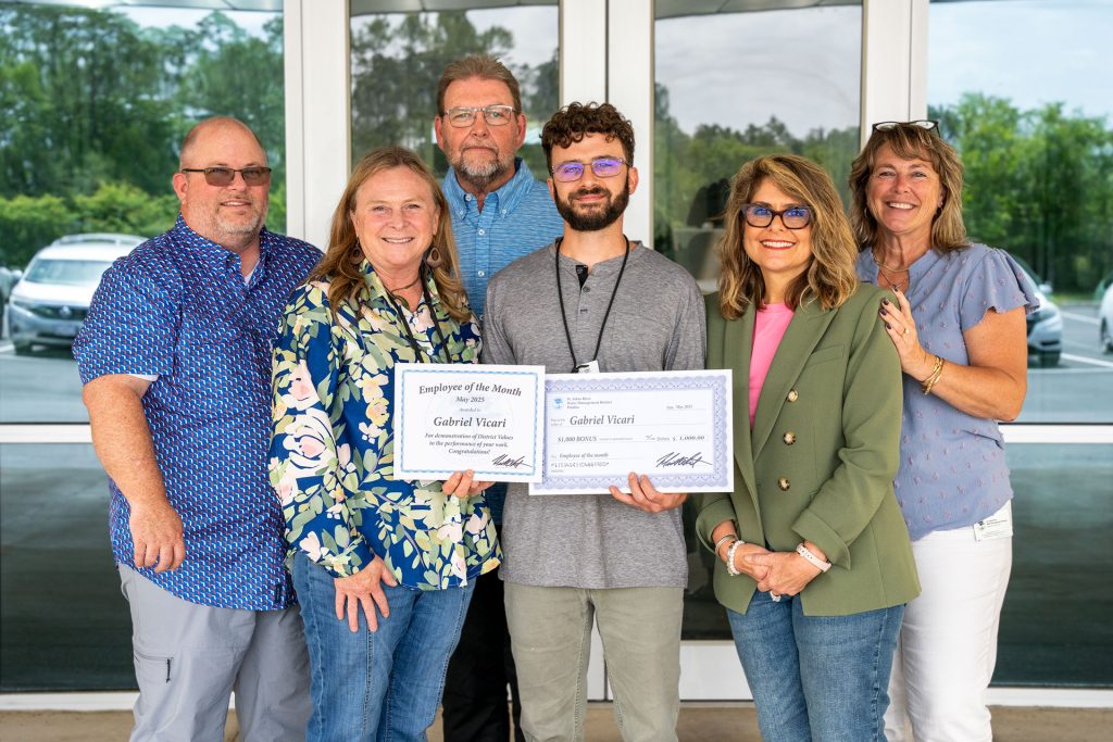 Congratulations to Gabriel Vicari, the District’s May Employee of the Month! Gabriel is a Regulatory Scientist III, working in the Division of Regulatory Services in Palatka. He is recognized for demonstrating the District’s core values to build trust, develop partnerships, accept accountability and achieve results.