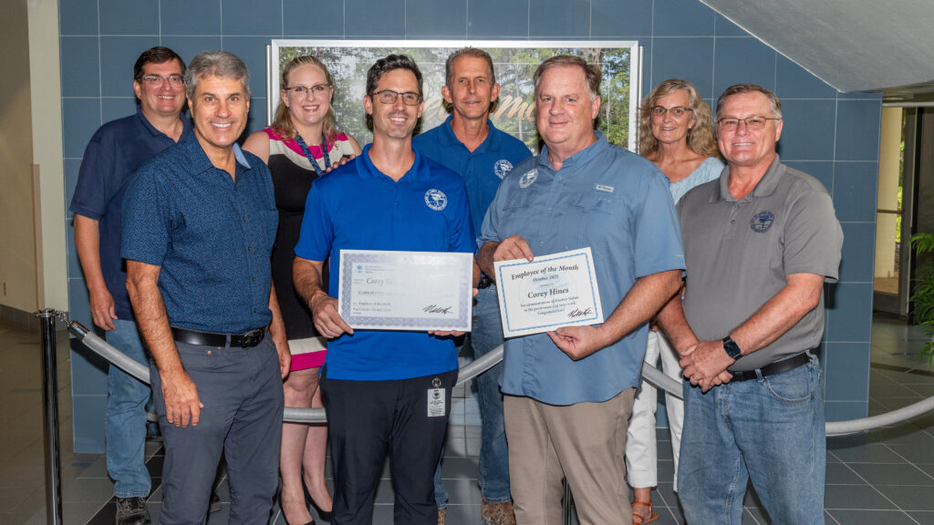 Congratulations to Corey Hines, the District’s Employee of the Month! Corey is recognized for his dedication, flexibility, and commitment to supporting the success of the District through teamwork and technical excellence.